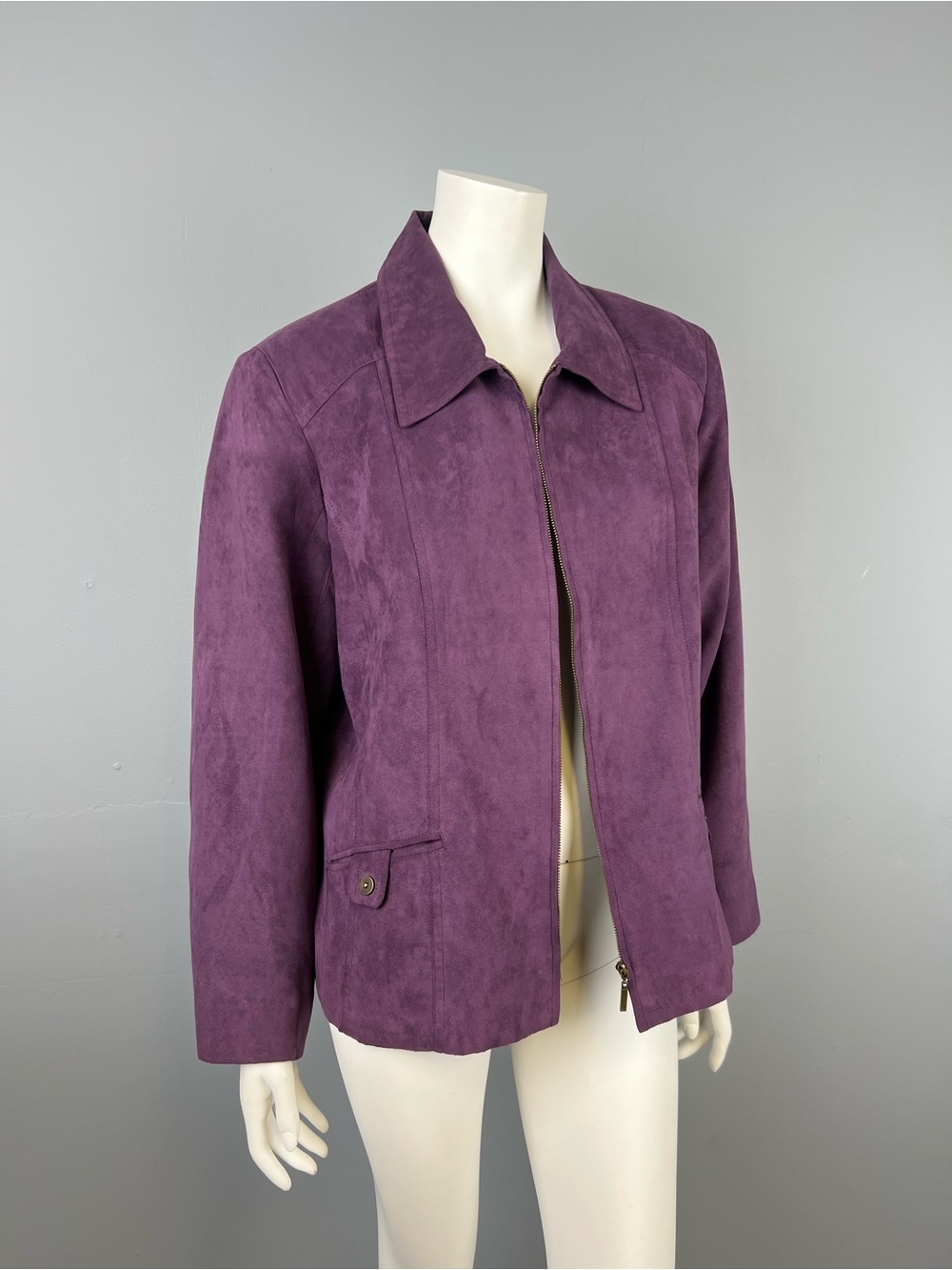 Northern Reflections Women's Purple Faux Suede Zip-Front Jacket
